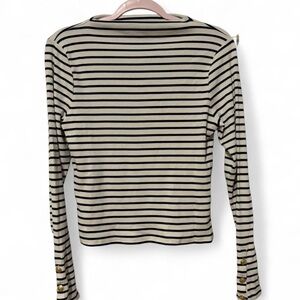 J. Crew Navy and Cream Striped Long Sleeve Top